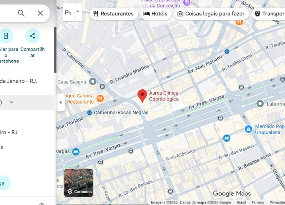 Prévia da localização da Áurea Clínica Dental no Centro do Rio